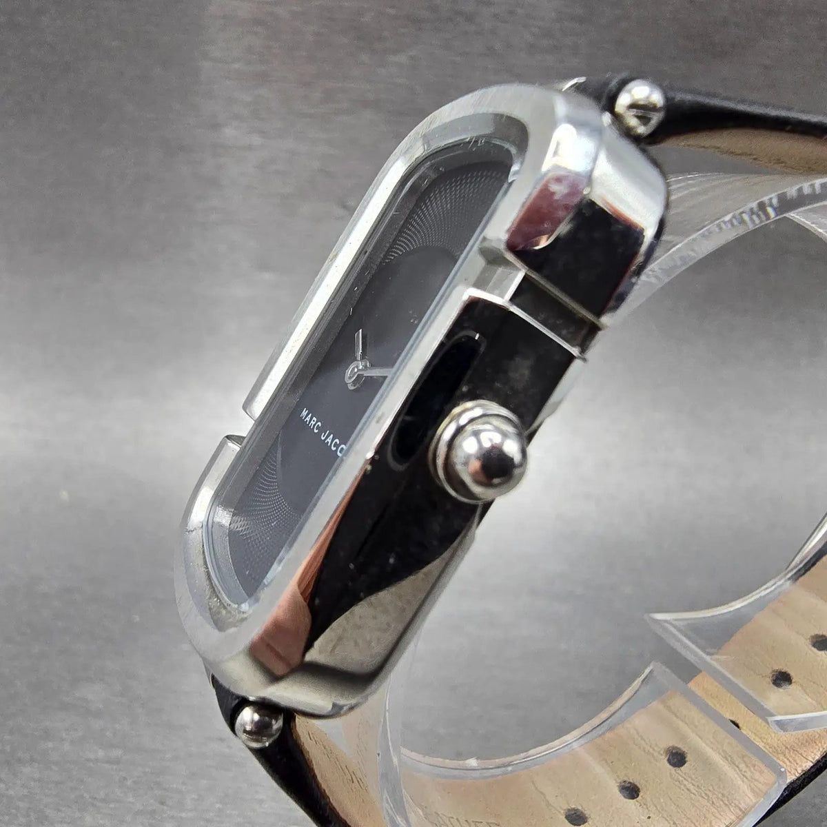 Marc Jacobs Monogram Watch Women 23mm Black Dial Silver Tone Oval New Battery2