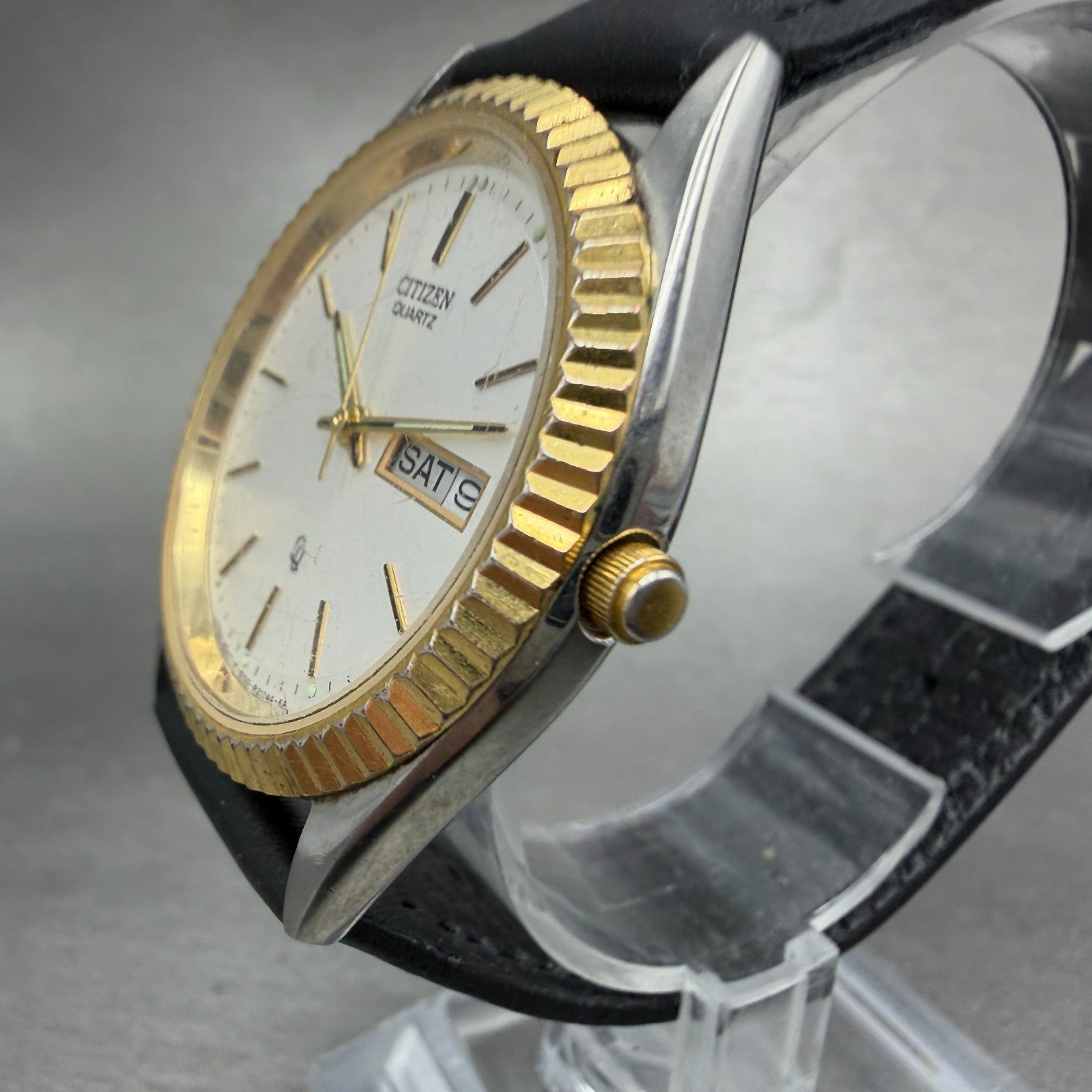 Citizen CQ President Watch Men 36mm Silver Dial Two Tone Daydate Round New BattL2