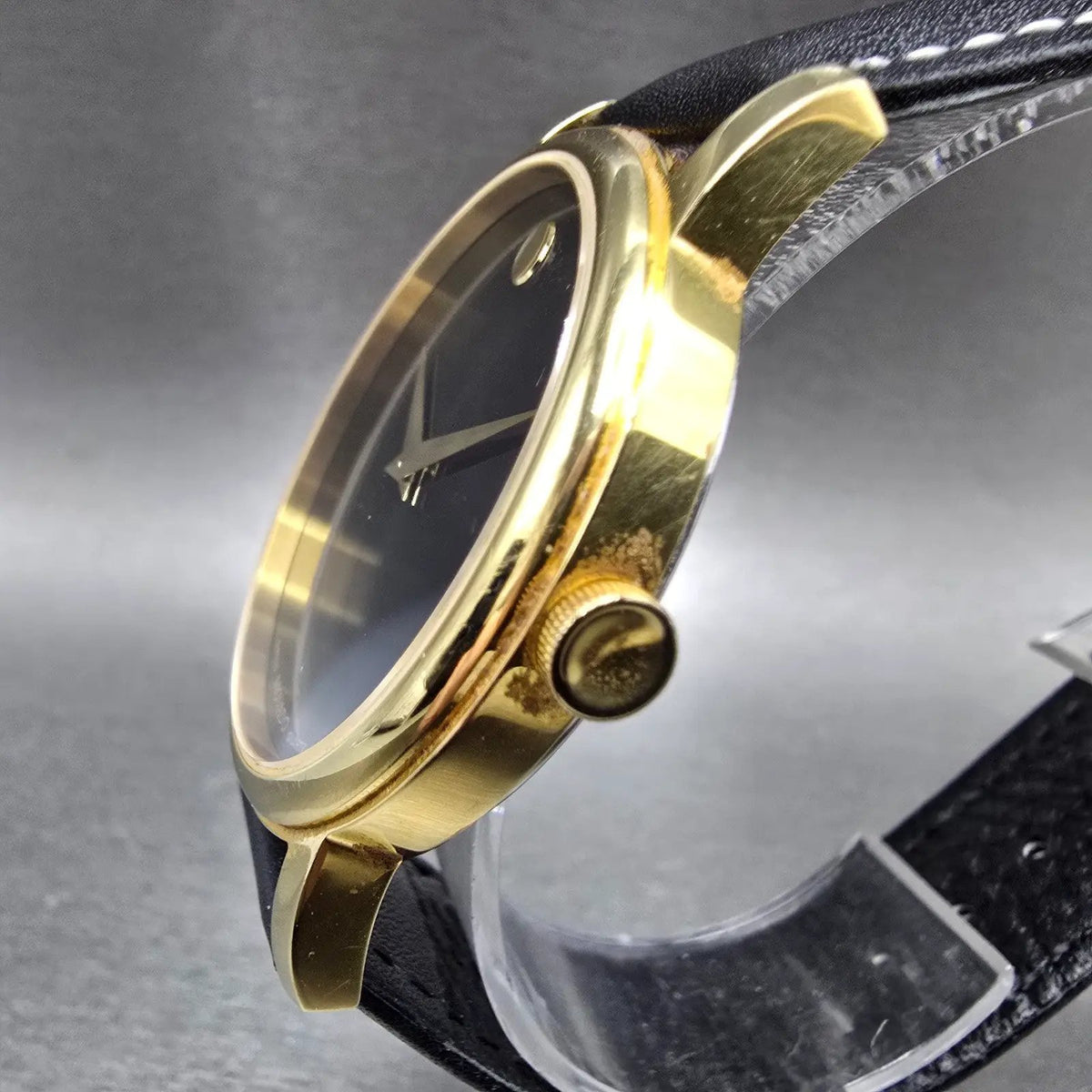 Movado Museum Watch Men 38mm Black Dial Gold Tone Round MO.01.1.34.6002 New Batt3