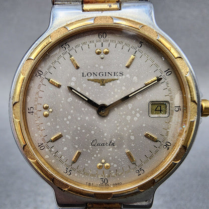 Longines Conquest Watch Men 32mm Silver Dial Two Tone Date Round New Battery1