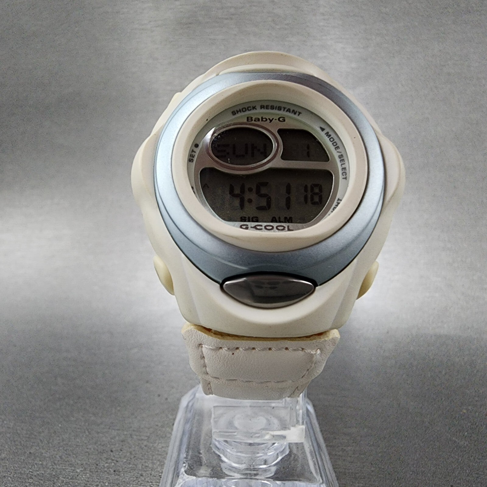Casio BabyG BGC100 Watch Women 38mm Digital White Tone Round New Battery6