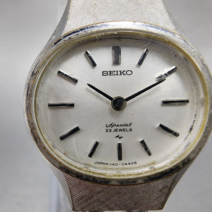 Seiko Special Watch Women 22mm White Dial Gold Plated Manal Wind Oval Runs1