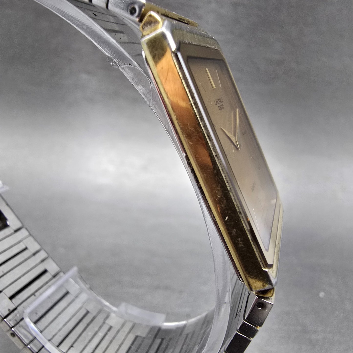 Seiko Lassale Tank Watch Men 24mm Champagne Dial Two Tone 7750-507H PARTS VTG4