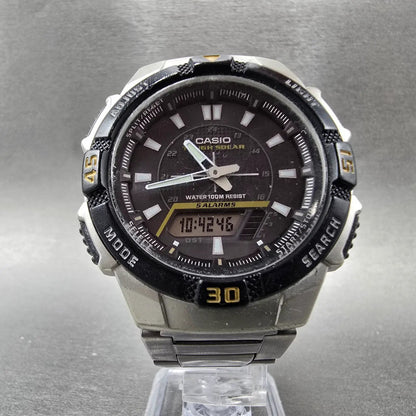 Casio AQ-S800W Watch Men 42mm Black Dial Silver Chronograph Alarm Solar Works5