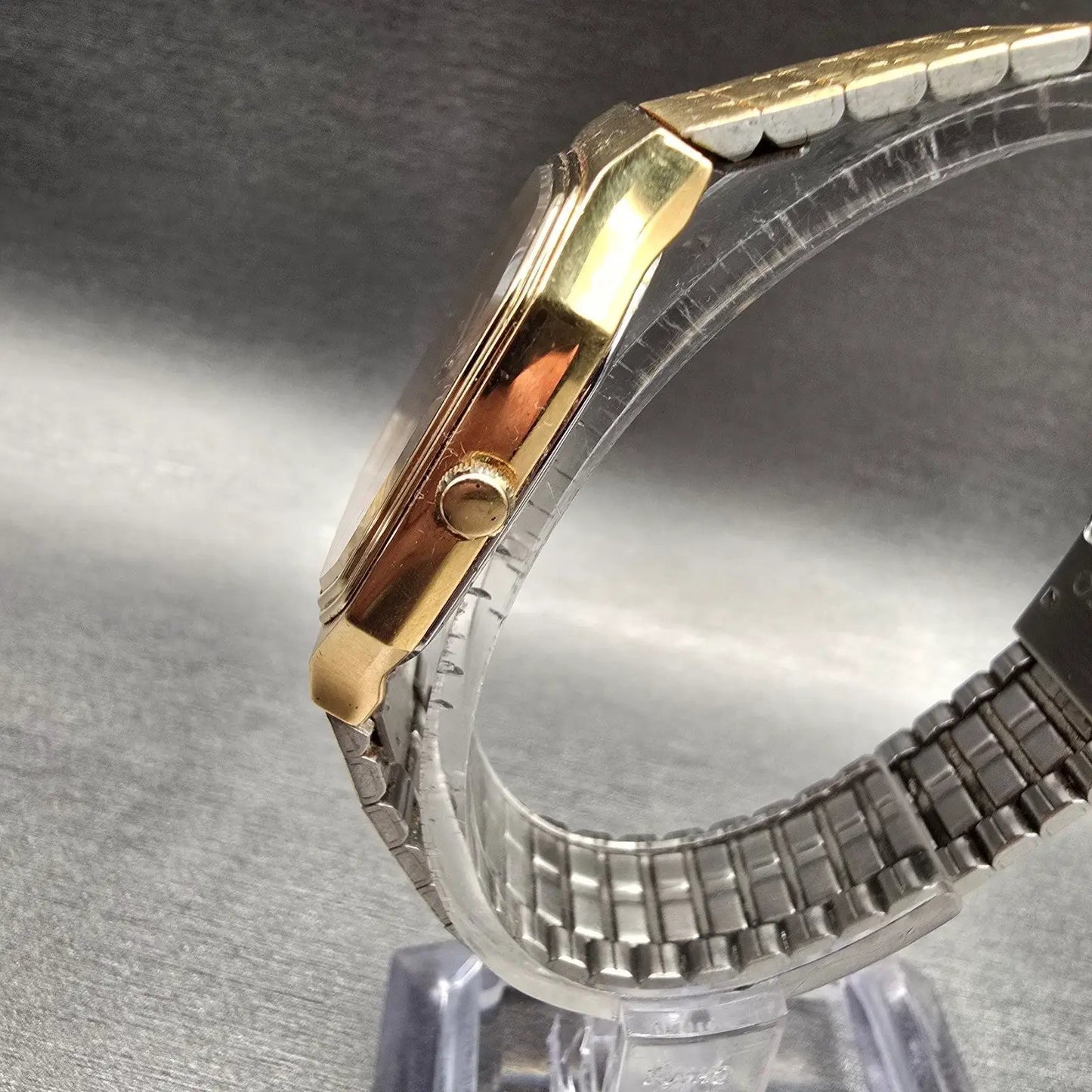 Seiko Watch Men 29mm Gold Dial Gold Tone Date Rectangle 6439-5039 New Battery2