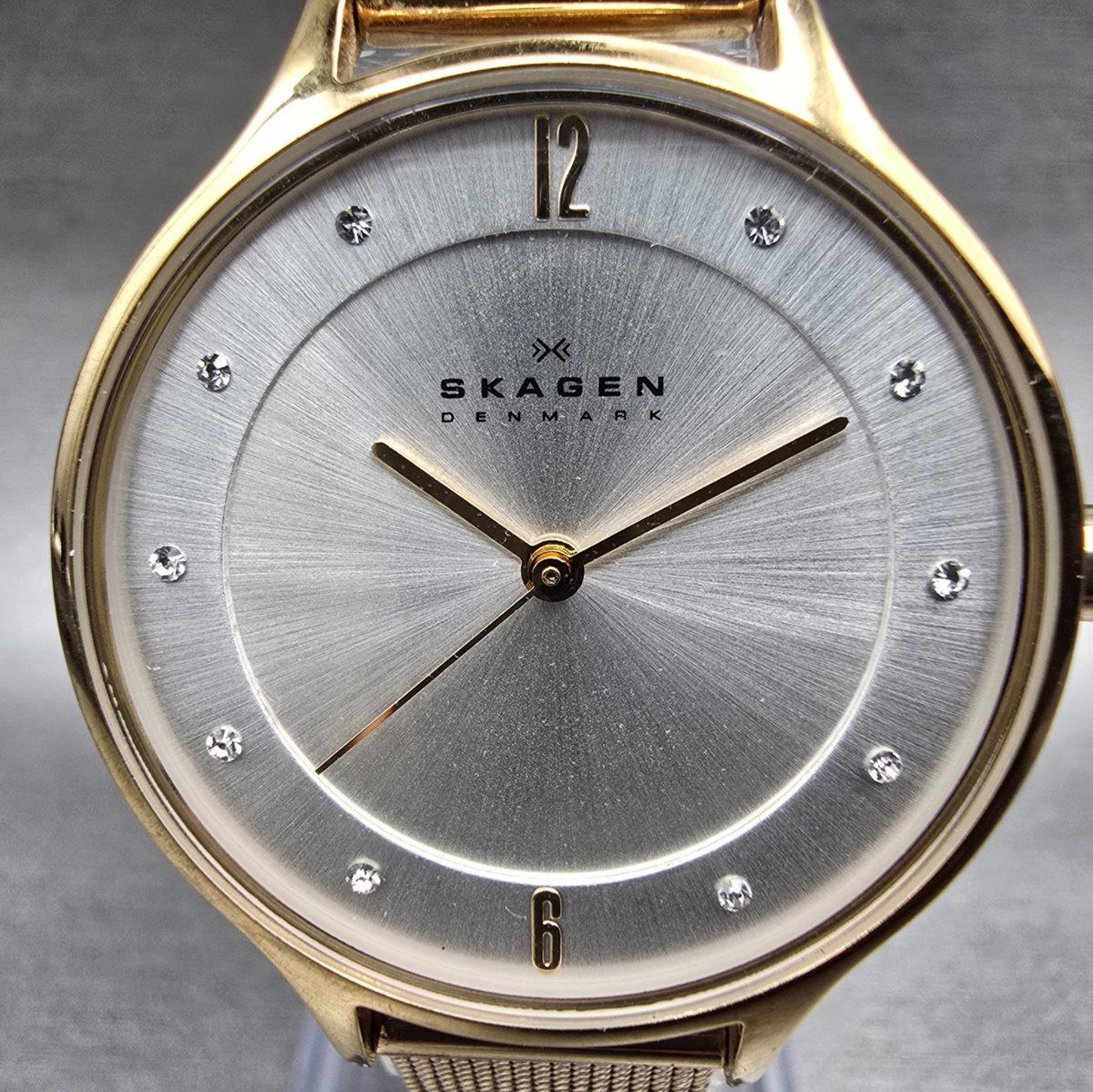 Skagen Anita Watch Women 30mm Silver Dial Gold Tone Round SKW2150 New Battery1