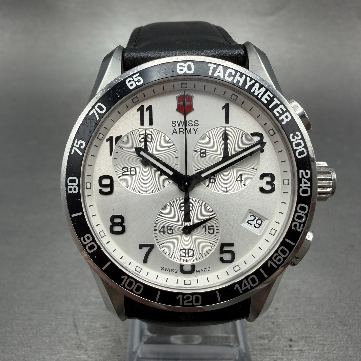Victorinox Swiss Army Chrono Classic Watch Men 41mm Silver Dial Steel New Batt0