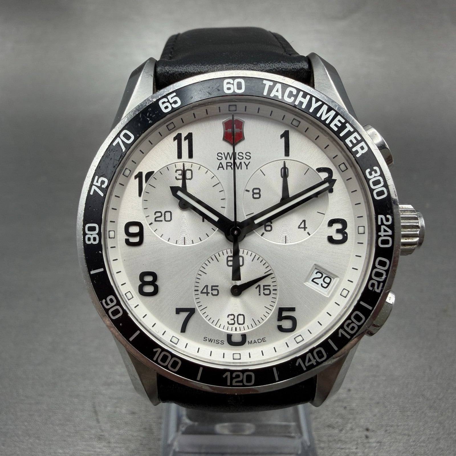 Victorinox Swiss Army Chrono Classic Watch Men 41mm Silver Dial Steel New Batt0