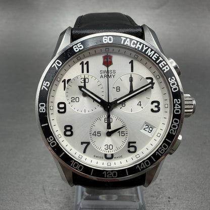Victorinox Swiss Army Chrono Classic Watch Men 41mm Silver Dial Steel New Batt0