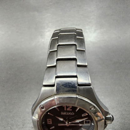 Seiko Watch Women 26mm Black Dial Silver Tone Date Round 7N820BE0 New Battery4
