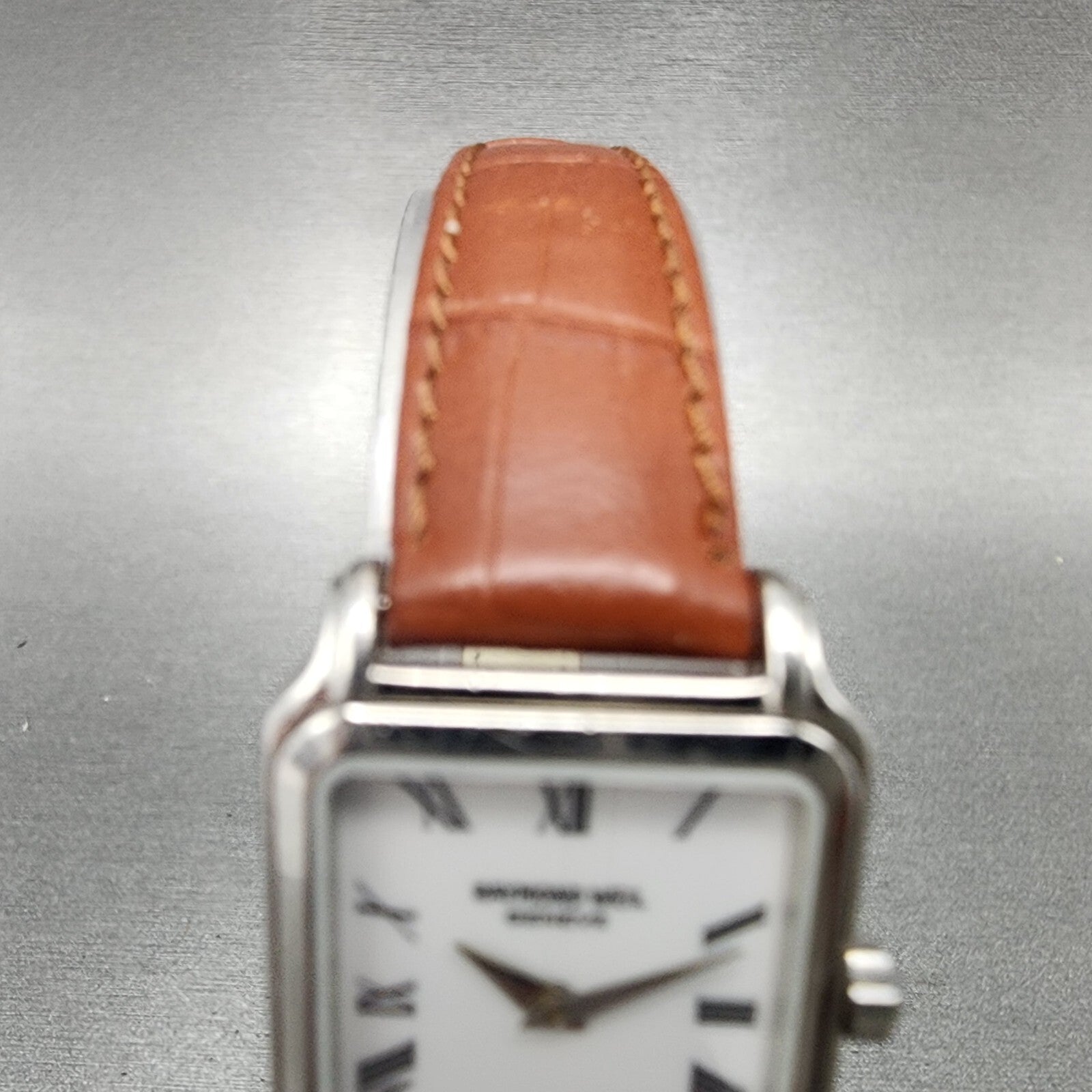 Raymond Weil Tank Watch Women 21mm White Dial Steel Leather 5372 W/Case New Batt4