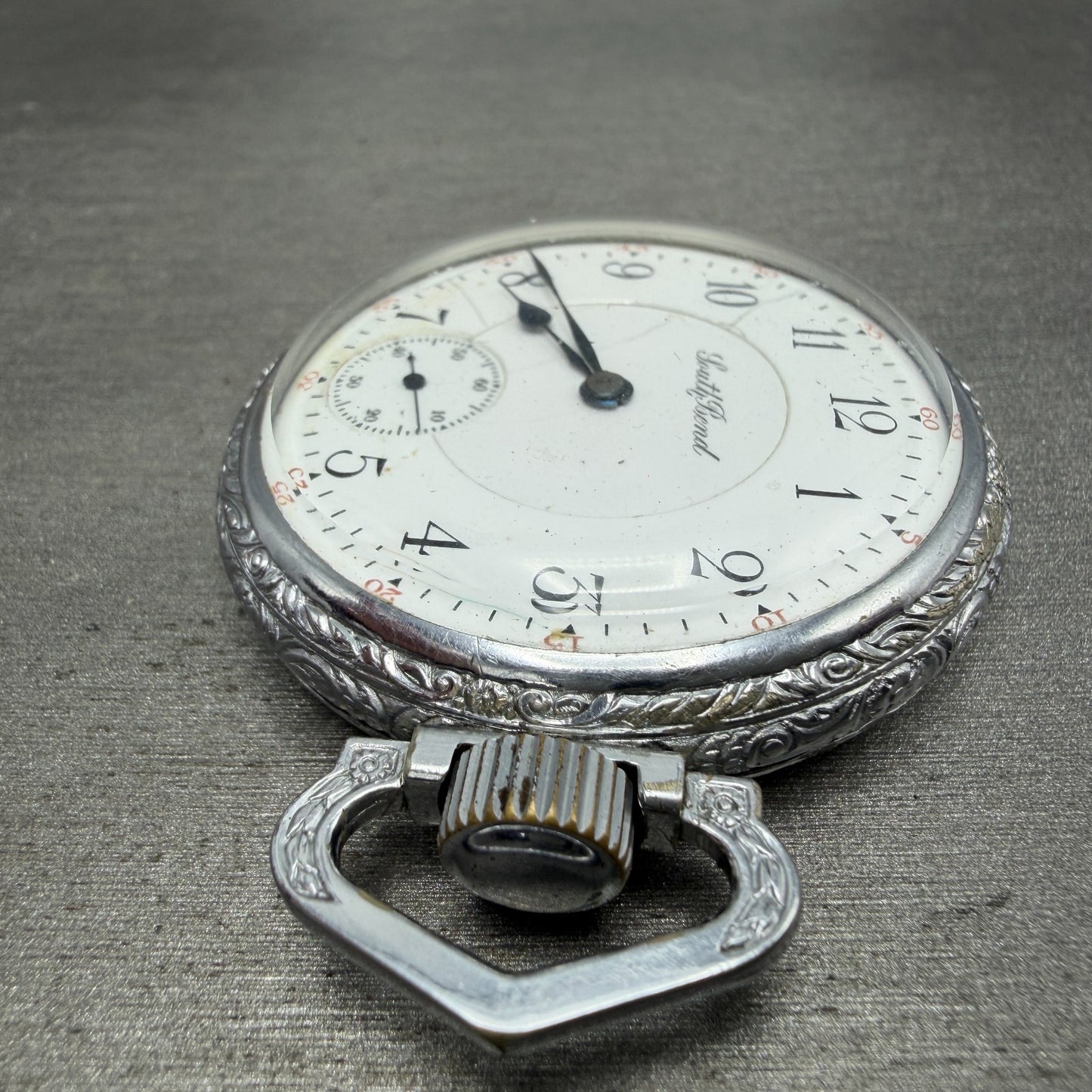 South Bend Pocket Watch White Dial Silver Tone Grade 292 Manual Wind PARTS6
