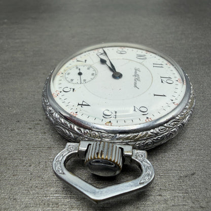 South Bend Pocket Watch White Dial Silver Tone Grade 292 Manual Wind PARTS6
