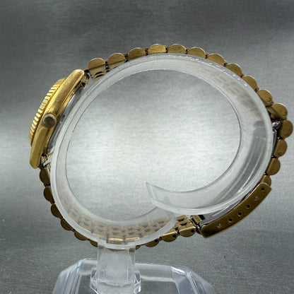 Seiko SQ Watch Women 24mm Gold Dial Gold Tone Daydate 3Y03-0169 New Battery6
