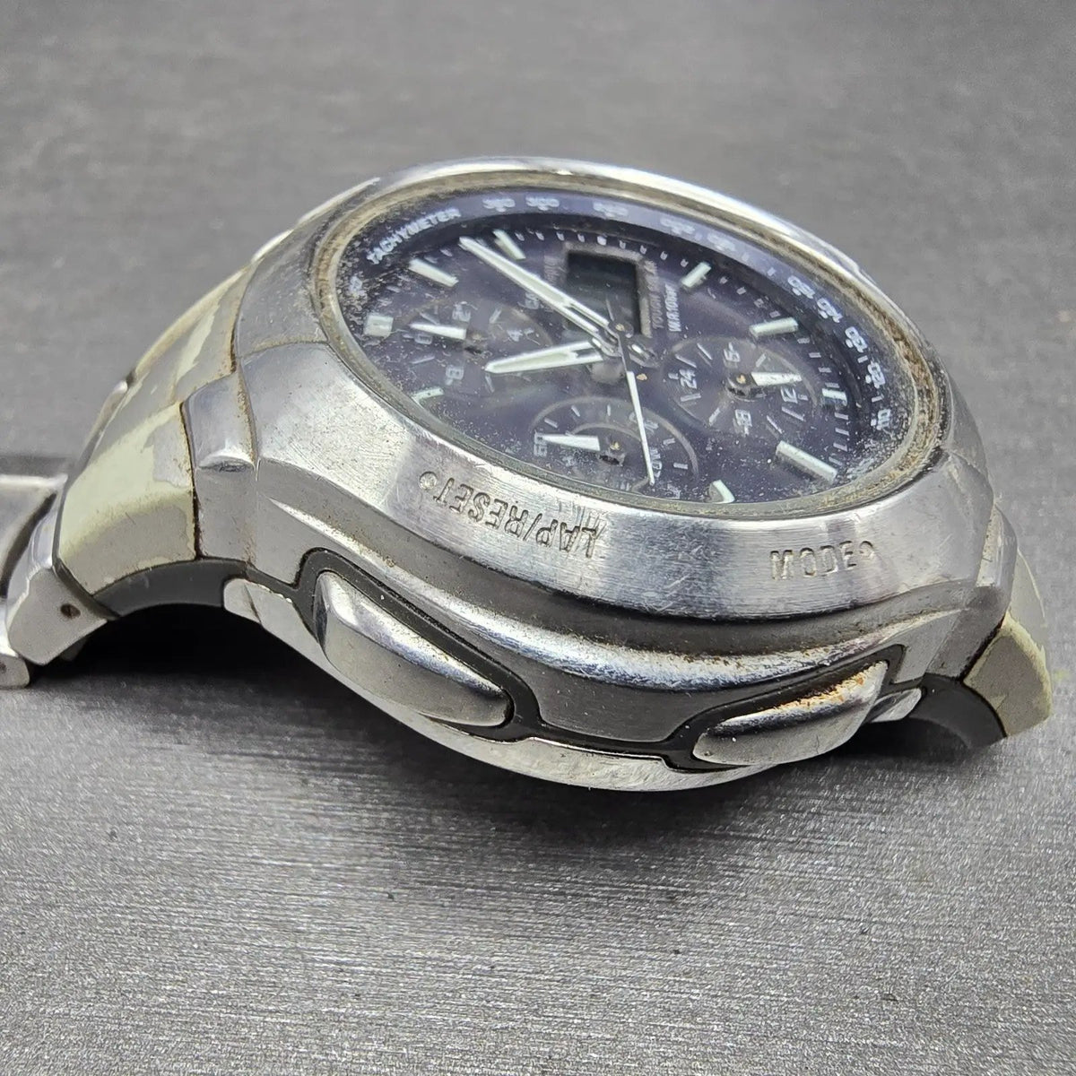 Casio Wave Ceptor Watch Men 43mm Blue Dial Analog Digital Steel WVA-500J READ!!!5