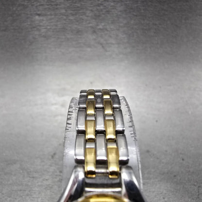 Seiko Solar Watch Women 22mm White Dial Two Tone Round V115-0AG0 Runs4