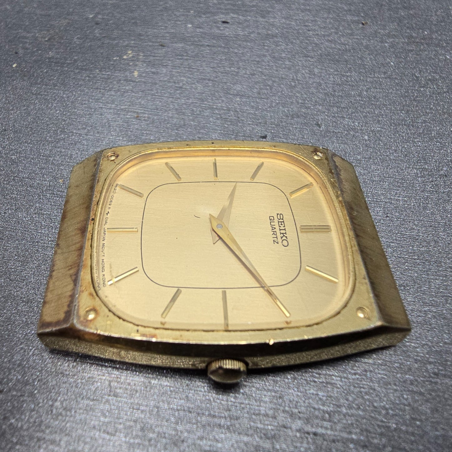 Seiko Tank Watch Men 28mm Champagne Dial Gold Tone Rectangle 8620-5029 PARTS VTG7