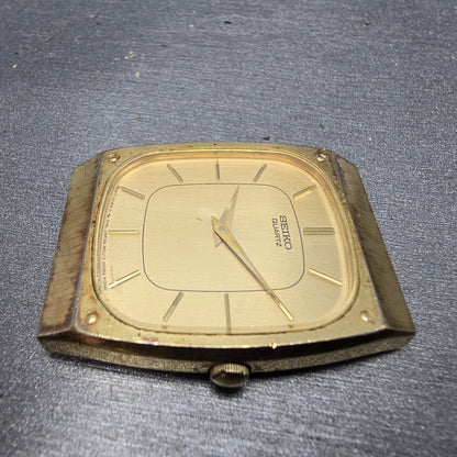 Seiko Tank Watch Men 28mm Champagne Dial Gold Tone Rectangle 8620-5029 PARTS VTG7