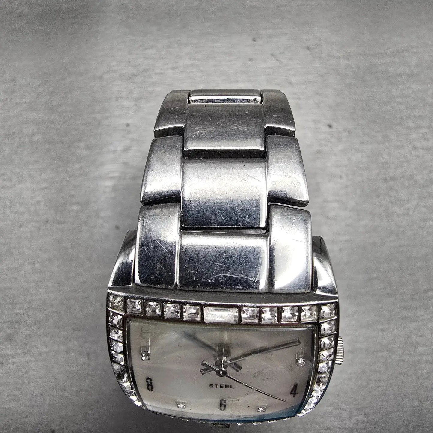 Skagen Watch Women 31mm MOP Dial Silver Tone Gemmed Rectangle N526SSX New Batt4