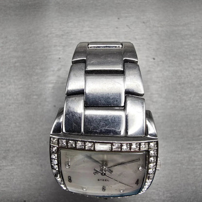 Skagen Watch Women 31mm MOP Dial Silver Tone Gemmed Rectangle N526SSX New Batt4
