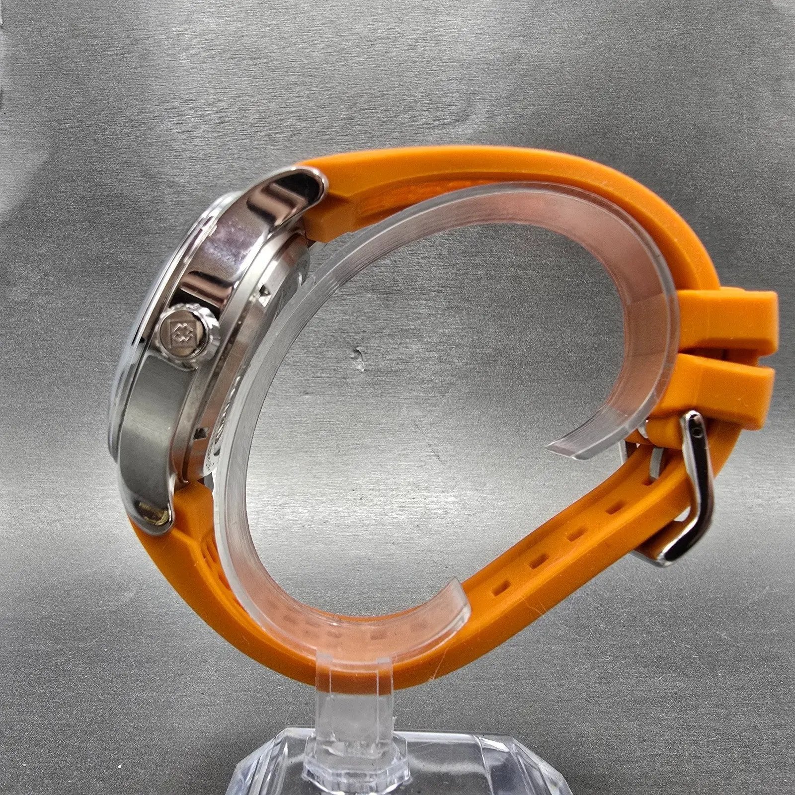 Invicta S1 Rally Watch Men 45mm Orange Dial Silver Tone Daydate 27118 NewBattery6