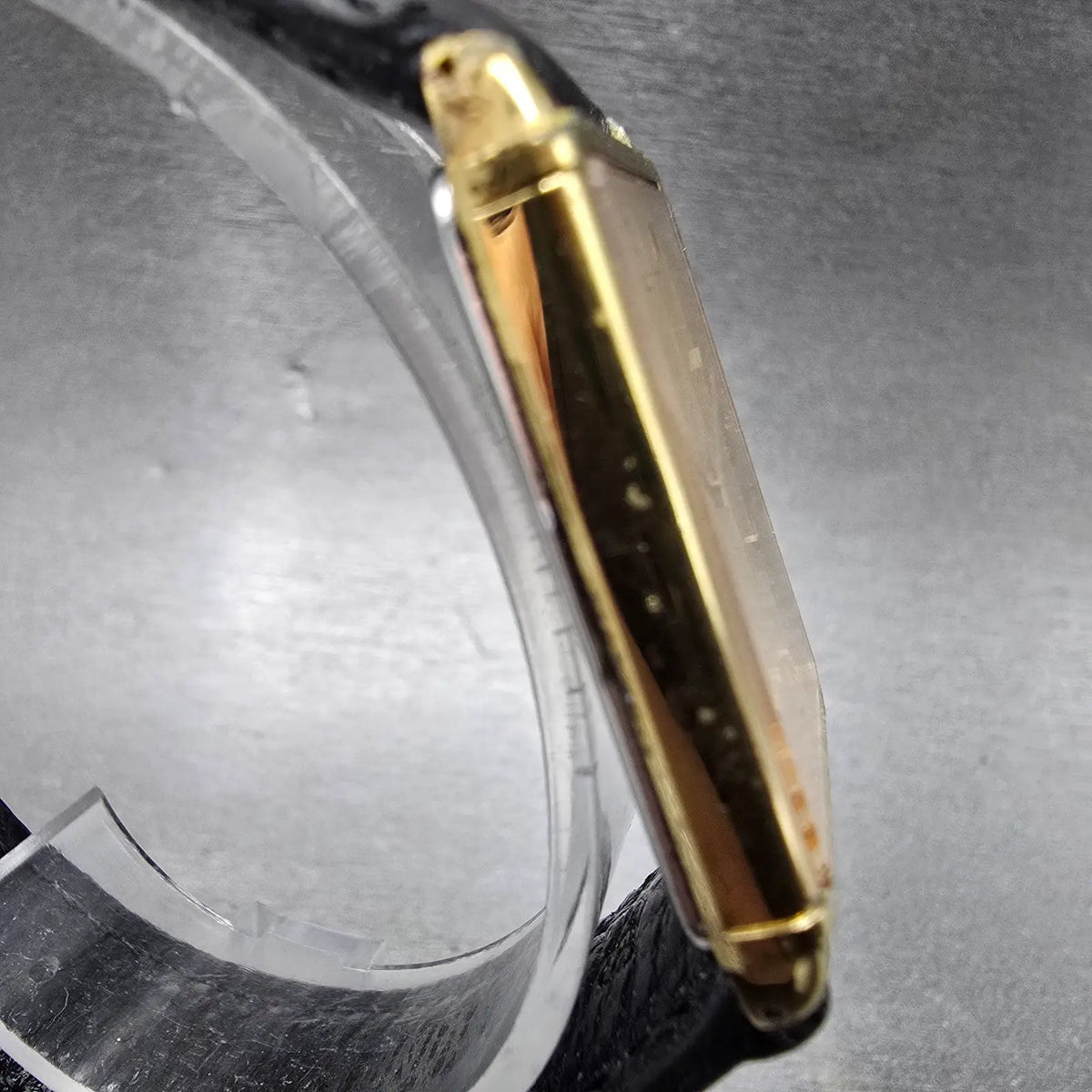 Seiko Tank Watch Men 25mm Gold Dial Gold Tone Rectangle 7430-5630 New Battery3