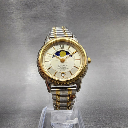 Citizen Junction Moonphase Watch Women 26mm Champagne Dial Two Tone Date PARTS6