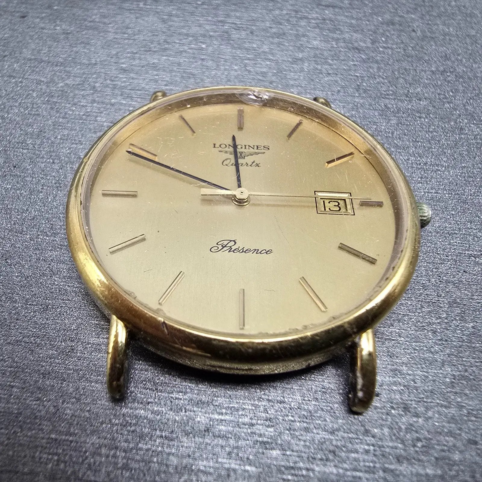 Longines Watch Men 34mm Gold Dial Gold Tone Date Round 7240 Cal 156 PARTS3