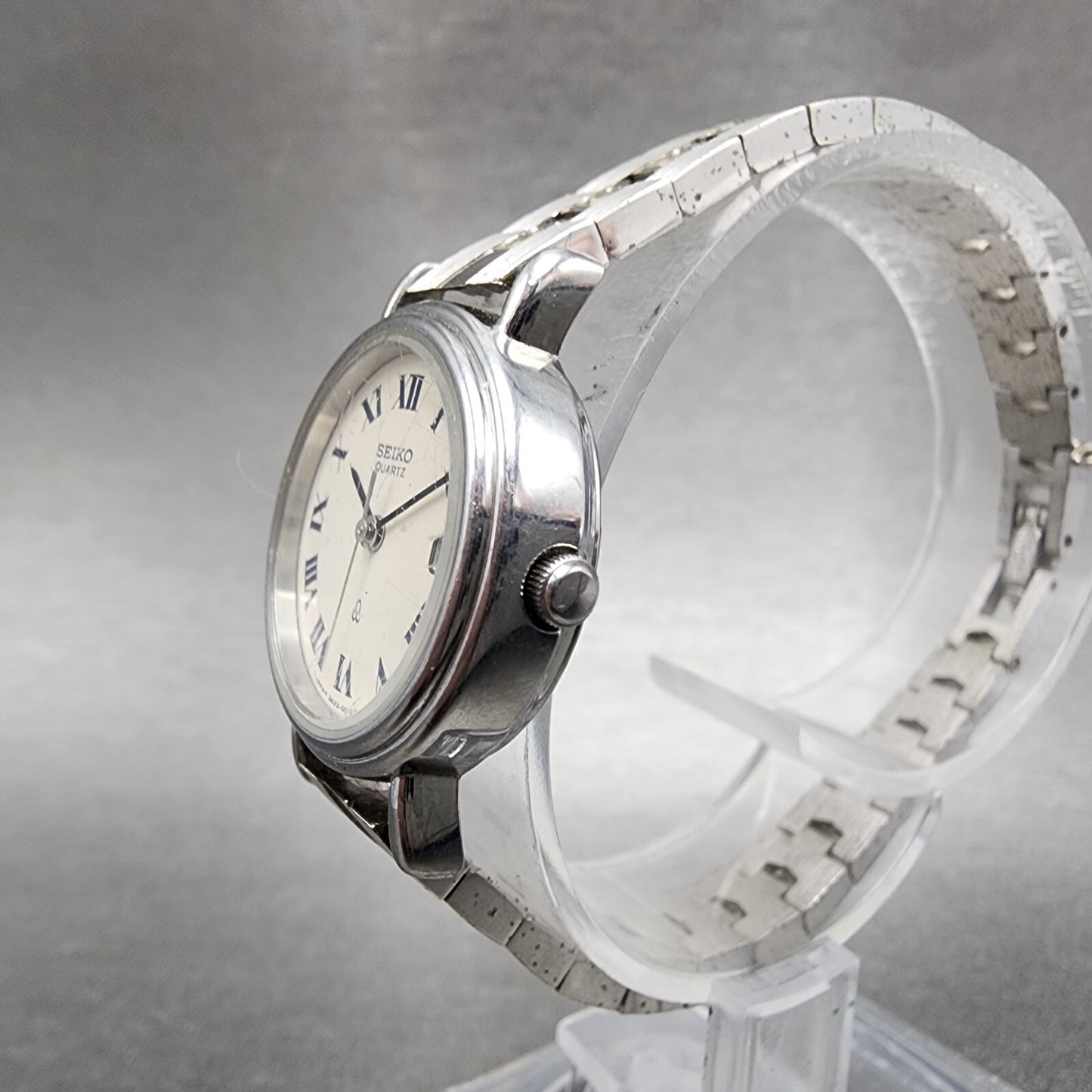 Seiko Watch Women 24mm White Dial Silver Tone Date Round 34220020 New Battery2