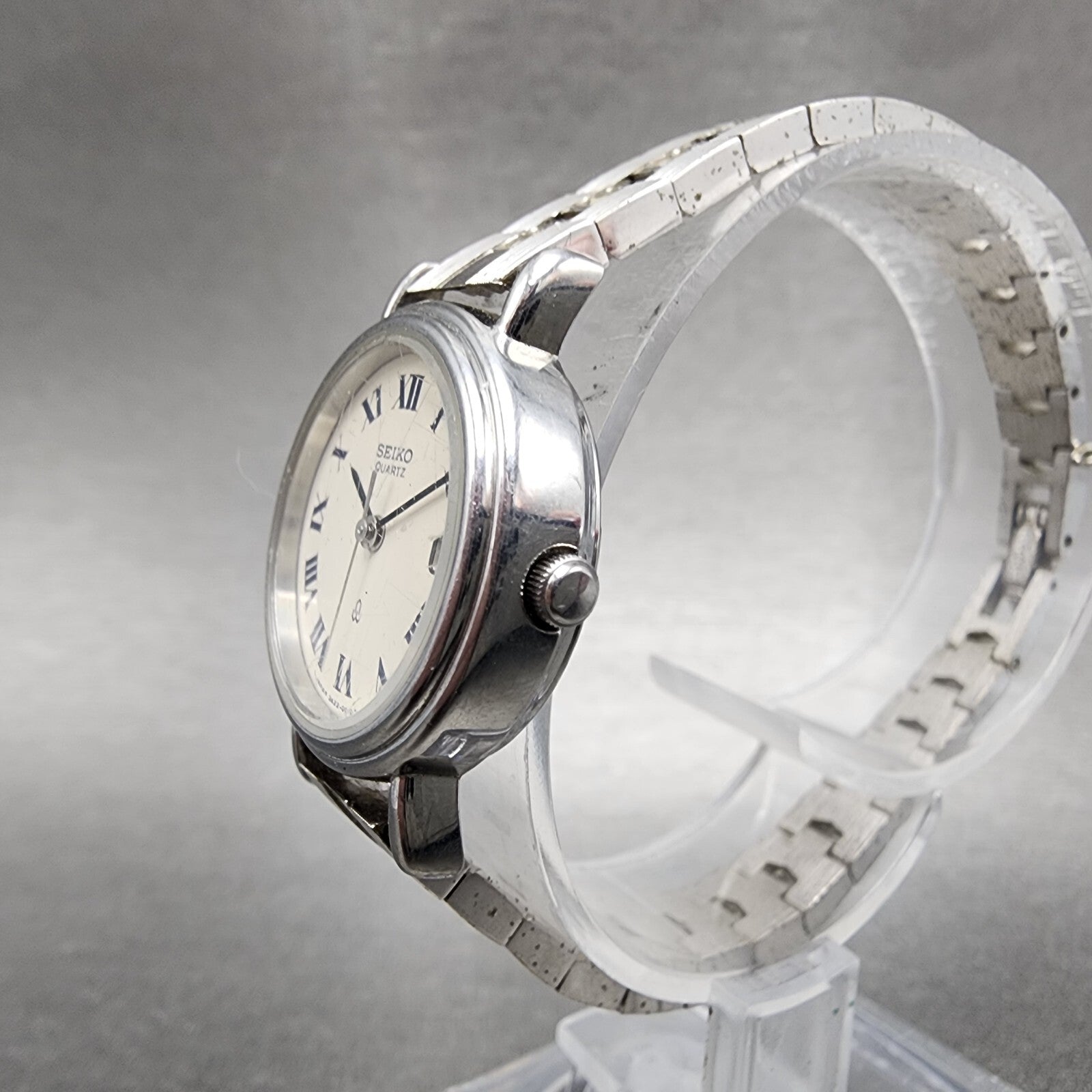 Seiko Watch Women 24mm White Dial Silver Tone Date Round 34220020 New Battery2