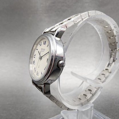 Seiko Watch Women 24mm White Dial Silver Tone Date Round 34220020 New Battery2