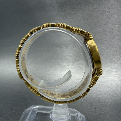 Bulova Crystal Watch Women 18mm Black Dial Gold Tone Crystal Bezel New Battery9