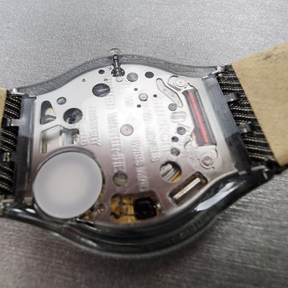 Swatch Skin Watch Women 34mm Silver Dial Clear Case Round New Battery9
