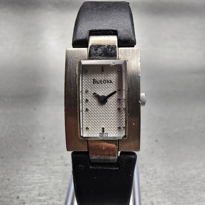 Bulova Watch Women 16mm Silver Dial Silver Tone Rectangle 96L43 New Battery0