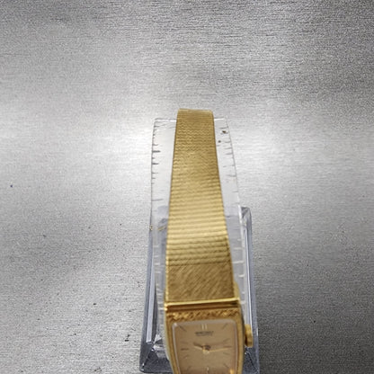 Seiko Watch Women 13mm Gold Dial Gold Tone Rectangle 13206079 New Battery4