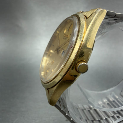 Seiko SQ Watch Men 34mm Champagne Dial Gold Tone Daydate 8C23-6010 PARTS Vintage3