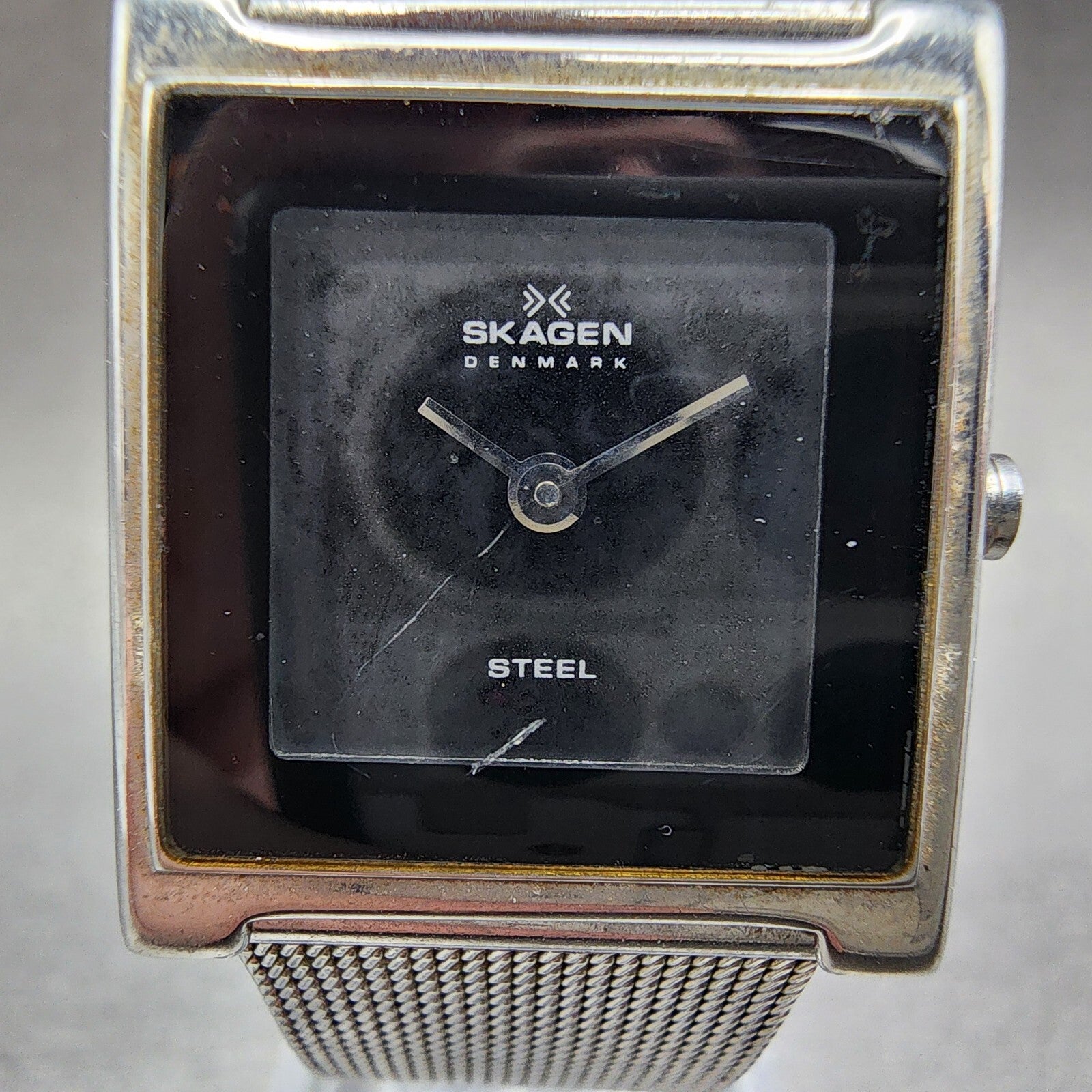 Skagen Tank Watch Women 23mm Black Dial Stainless Steel Rectangle New Battery1
