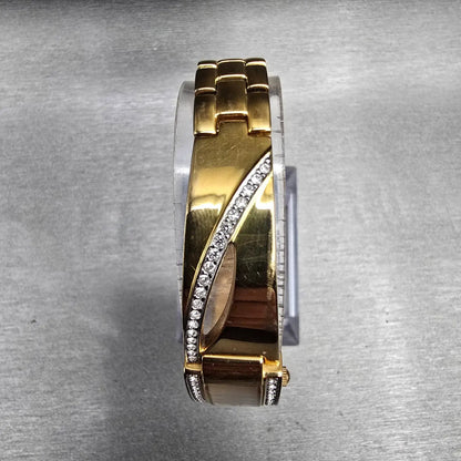 Bulova Watch Women 14mm MOP Dial Gold Tone Crystals Rectangle 98V28 New Battery4