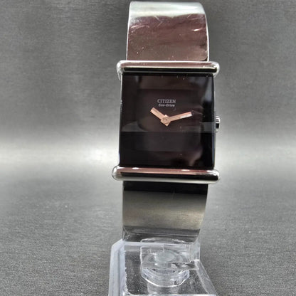 Citizen Eco-Drive Tank Watch Women 23mm Black Dial Silver B023-Y70719 Works JP5