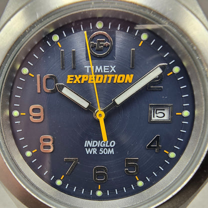 Timex Expedition Watch Men 39mm Blue Dial Silver Tone Date T46861 New Battery1