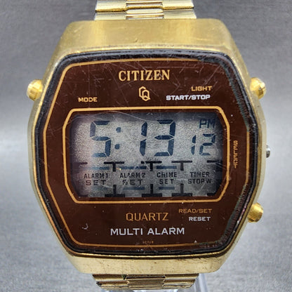 VTG Citizen CQ Digital Watch Men 36mm Alarm Chrono Gold Tone 4097653 New Batt1