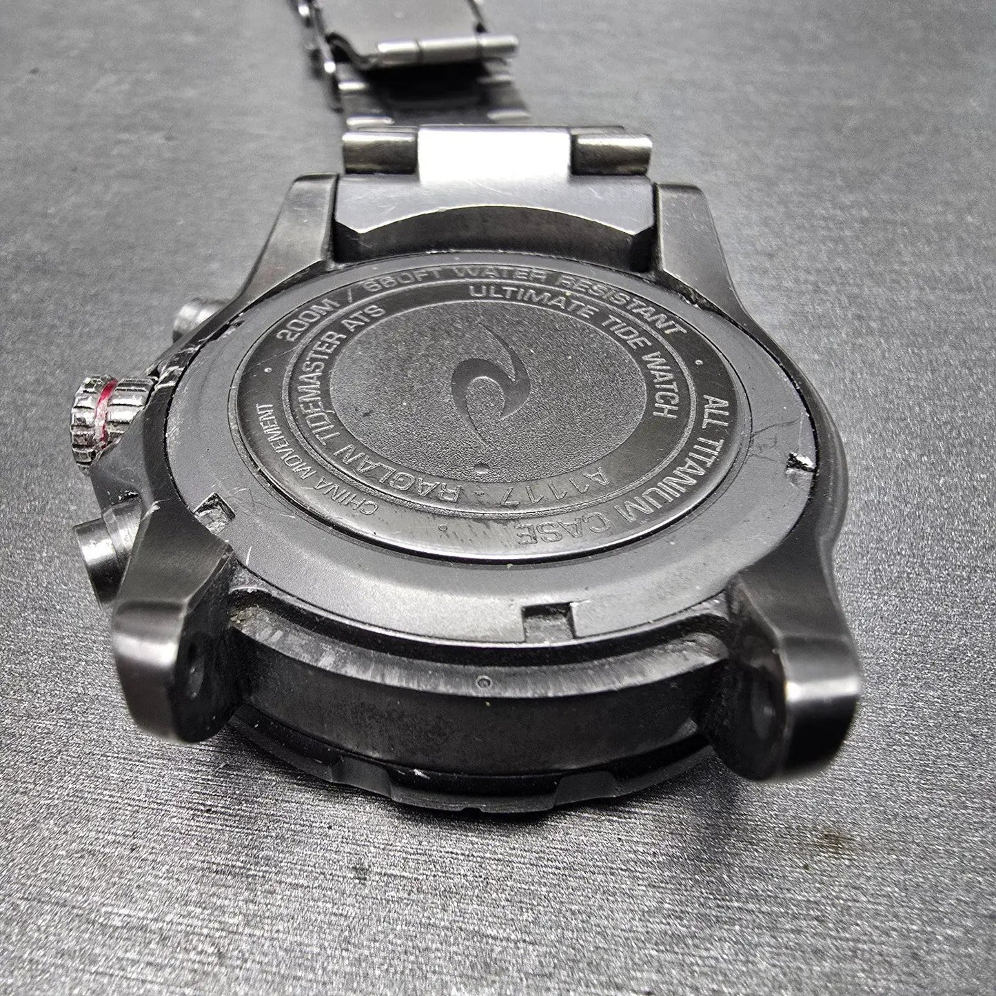 Ripcurl Tidemaster Watch Men 42mm Black Dial Titanium Date READ!!! New Battery11