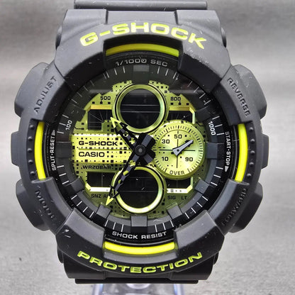 Casio G-Shock GA-140DC Watch Men 51mm Yellow Dial Black Chrono Alarm New Battery1