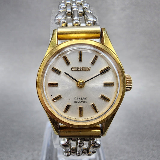 Citizen Claire Watch Women 22mm White Dial Gold Tone Manual Wind Runs VTG0