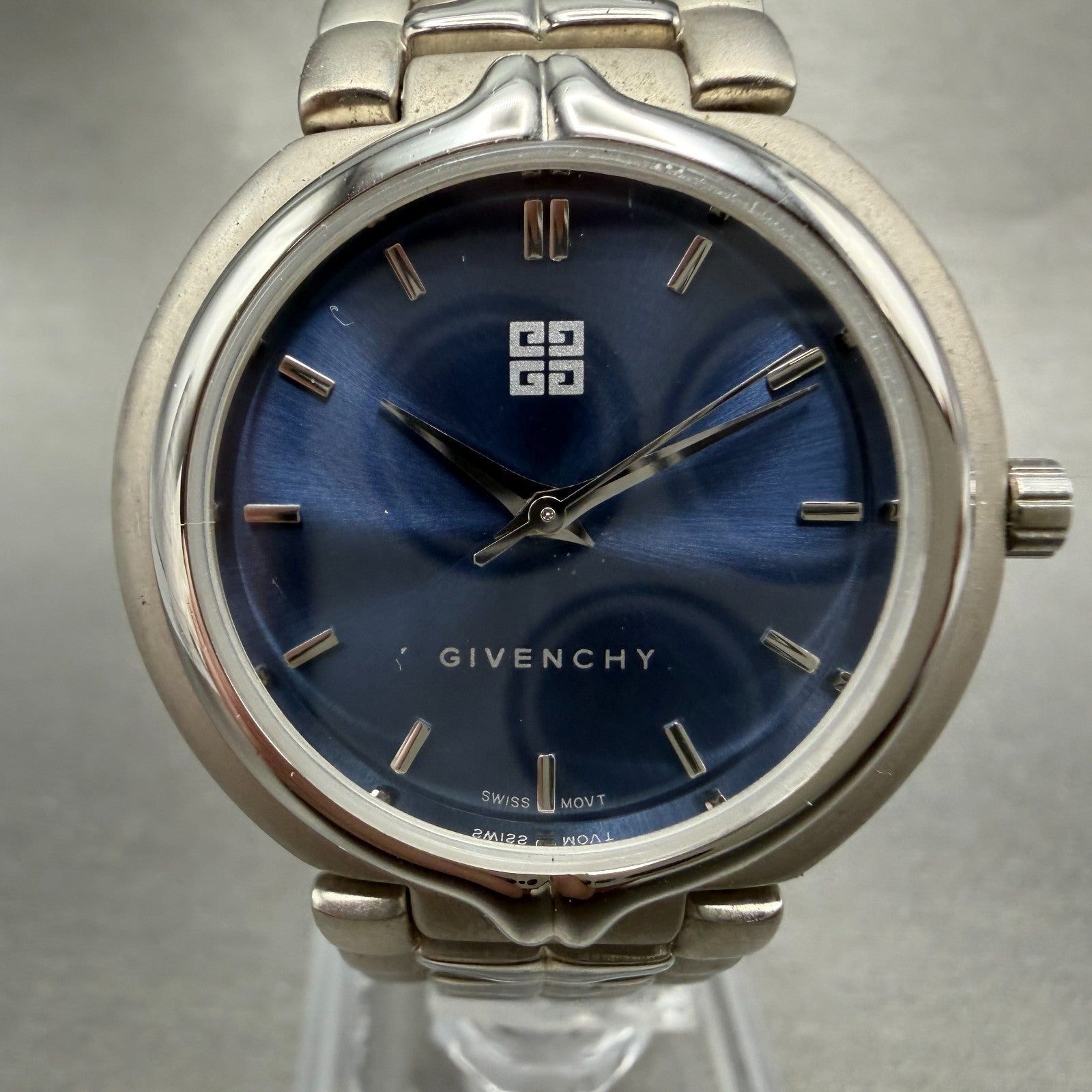 Givenchy Watch Men 32mm Blue Dial Silver Tone Round SY.18.XV New Battery0