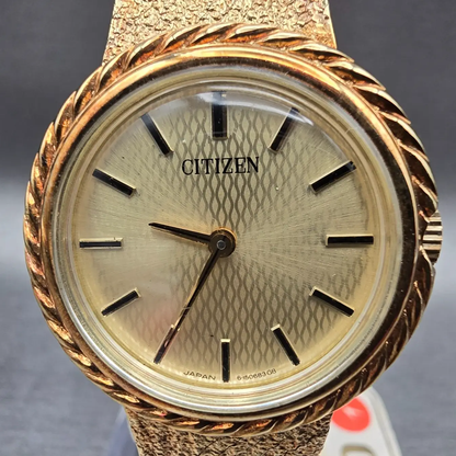 Citizen Watch Women 28mm Champagne Dial Gold Tone Round 4-1509966k Manual Wind1