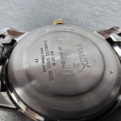 Timex Highland Street Watch Men 39mm Silver Dial Two Tone Daydate Round New Batt9