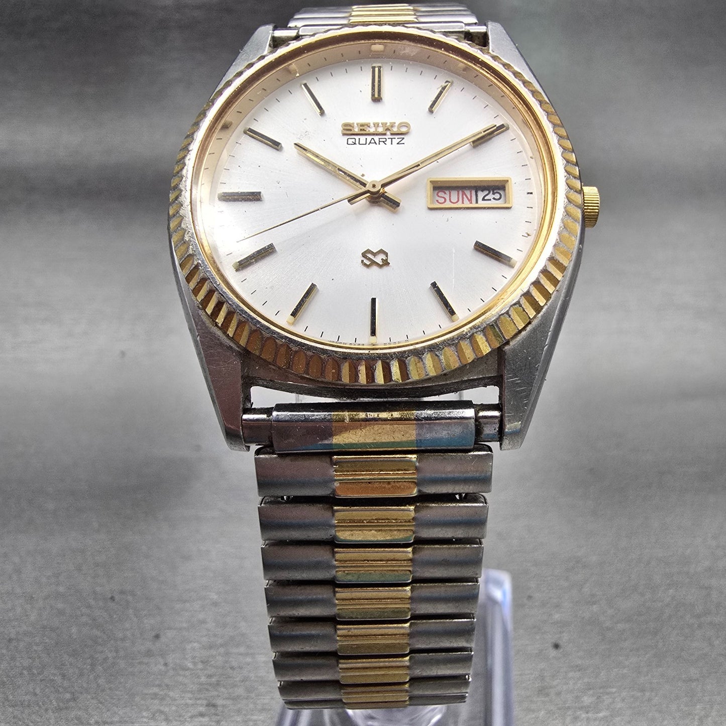 Seiko President Watch Men 36mm Silver Dial Two Tone Daydate 5Y23-8A69 New Batt5