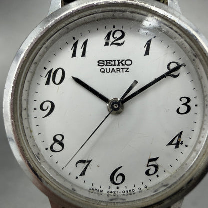 Seiko Watch Women 25mm White Dial Silver Tone Round 5421-0090 New Battery1