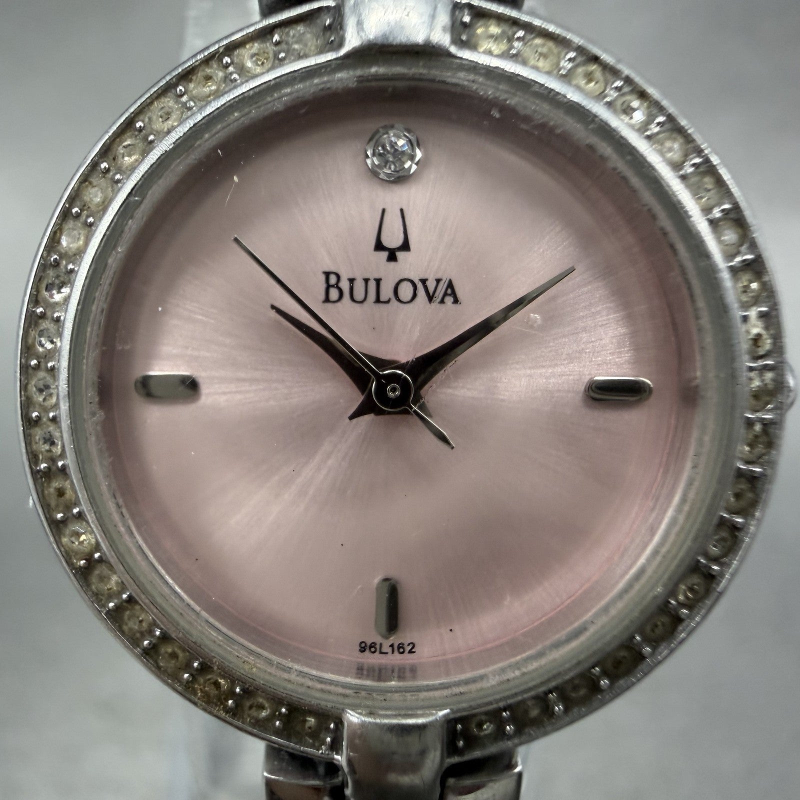 Bulova Watch Women 23mm Pink Dial Silver Tone Round 96L162 New Battery1